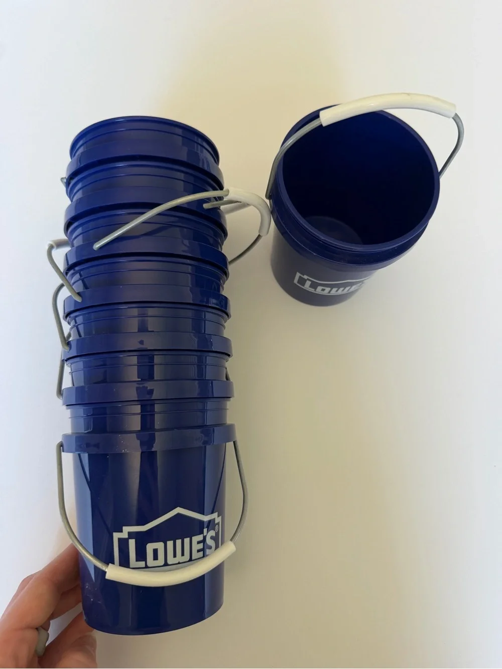 Mini Lowe’s Blue Utility Bucket with Metal Handle